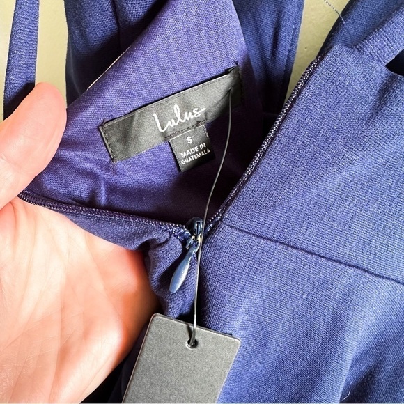 NWT! Lulu’s Love Galore Navy Blue Strappy Sleeveless Skater Dress sz Small - Picture 8 of 11